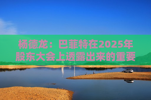 杨德龙：巴菲特在2025年股东大会上透露出来的重要投资机遇