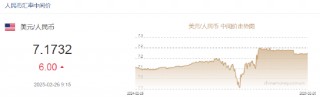 人民币兑美元中间价报7.1732，下调6点
