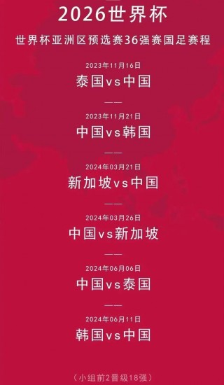 世界杯预选赛赛程(2026年世界杯预选赛赛程)