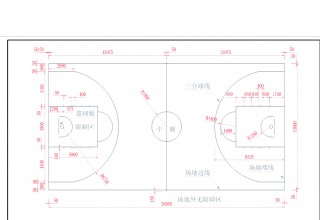 篮球场标准尺寸图(篮球场标准尺寸图 画法)