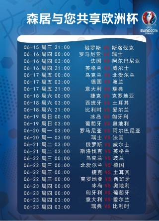 欧洲杯2016赛程表(欧洲杯2016赛程表比分结果)
