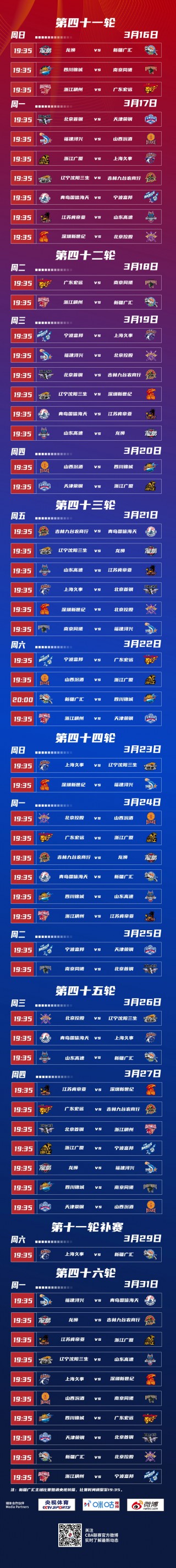 cba最新赛程(cba最新赛程表广东华南虎)