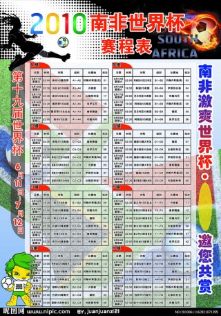 2010年南非世界杯赛程赛果(2010南非世界杯赛程赛果表完整版)