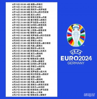 欧洲杯2023赛程表图(欧洲杯2023赛程表图片高清)