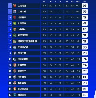 历届中超积分榜排名(历届中超联赛冠军积分)