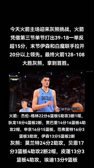 灰熊vs火箭(灰熊vs火箭预测)