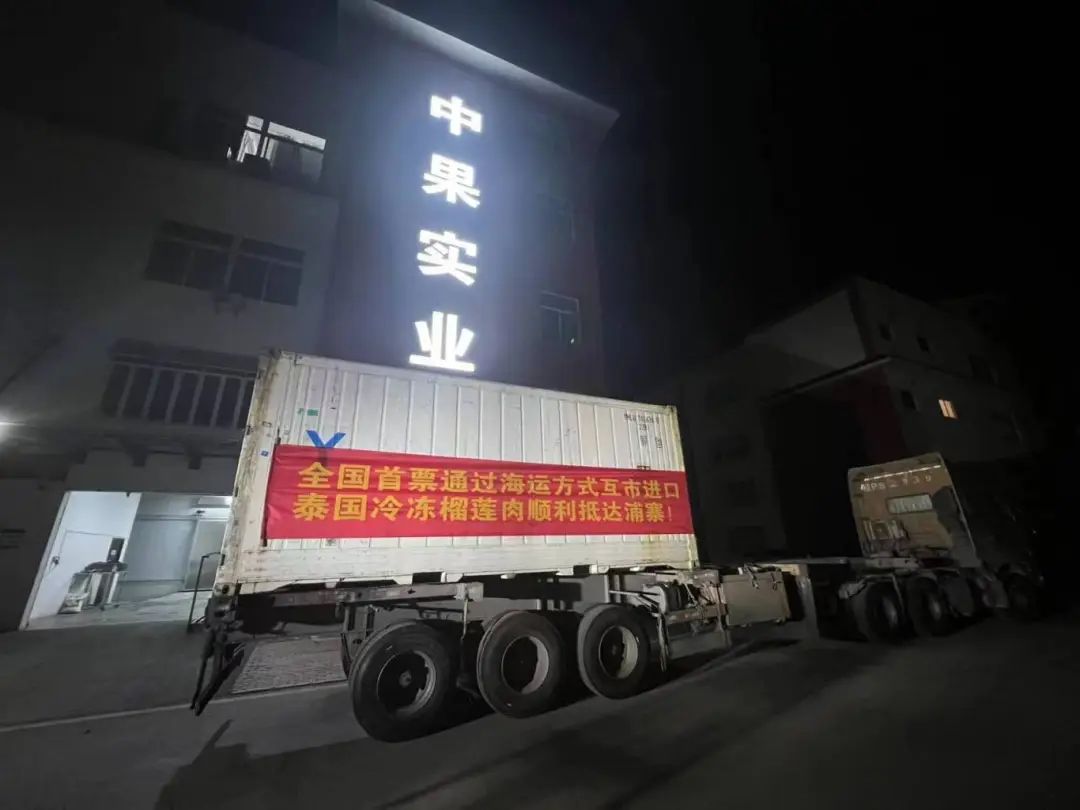 全国首票通过海运方式互市进口泰国冷冻榴莲肉创新业务落地凭祥产业园  第1张
