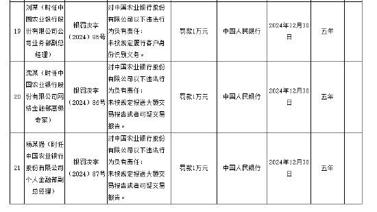 中国农业银行被罚没5160.5万元 涉及违反账户管理规定等12项违法行为  第5张