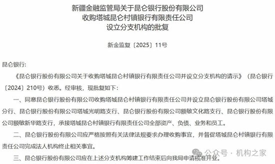 获批收购塔城昆仑村镇银行！昆仑银行冲破壁垒后开拓零售新战场？  第1张