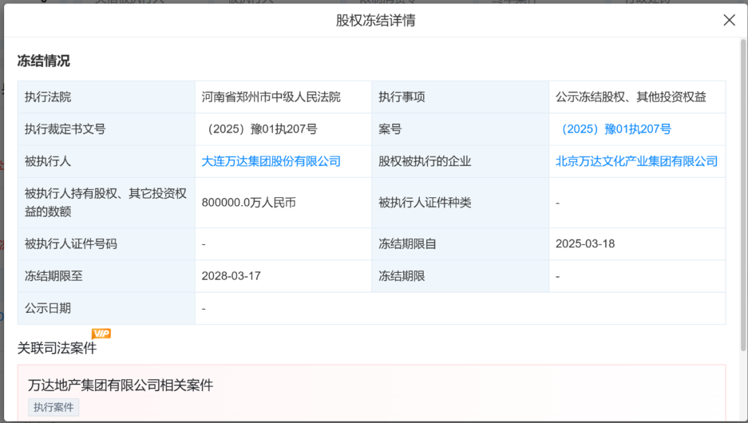 80亿元股权被冻结！王健林新消息  第1张