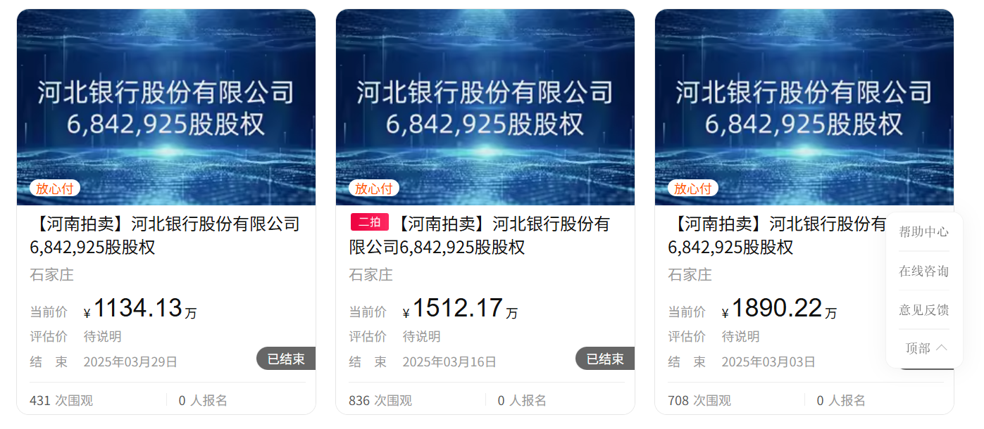 有城商行股权跌成白菜价？河北银行千万股份降价20%二拍 每股不到1块6  第3张