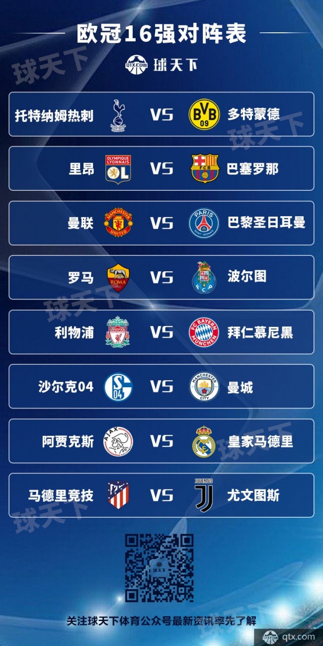 欧冠16强赛程公布(欧冠16强全部出炉对阵)  第1张