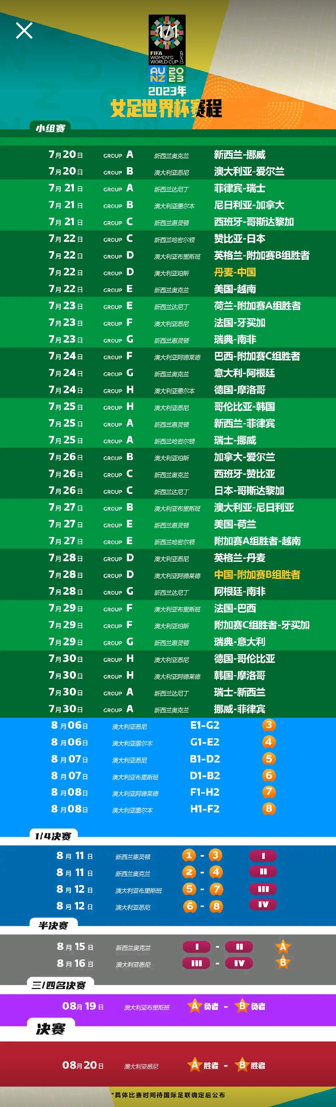 男足世界杯2023赛程(男足世界杯2022赛程在哪举行)  第1张